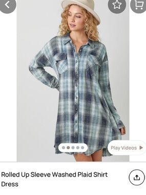 Mystree Washed Plaid Shirt Dress NWT